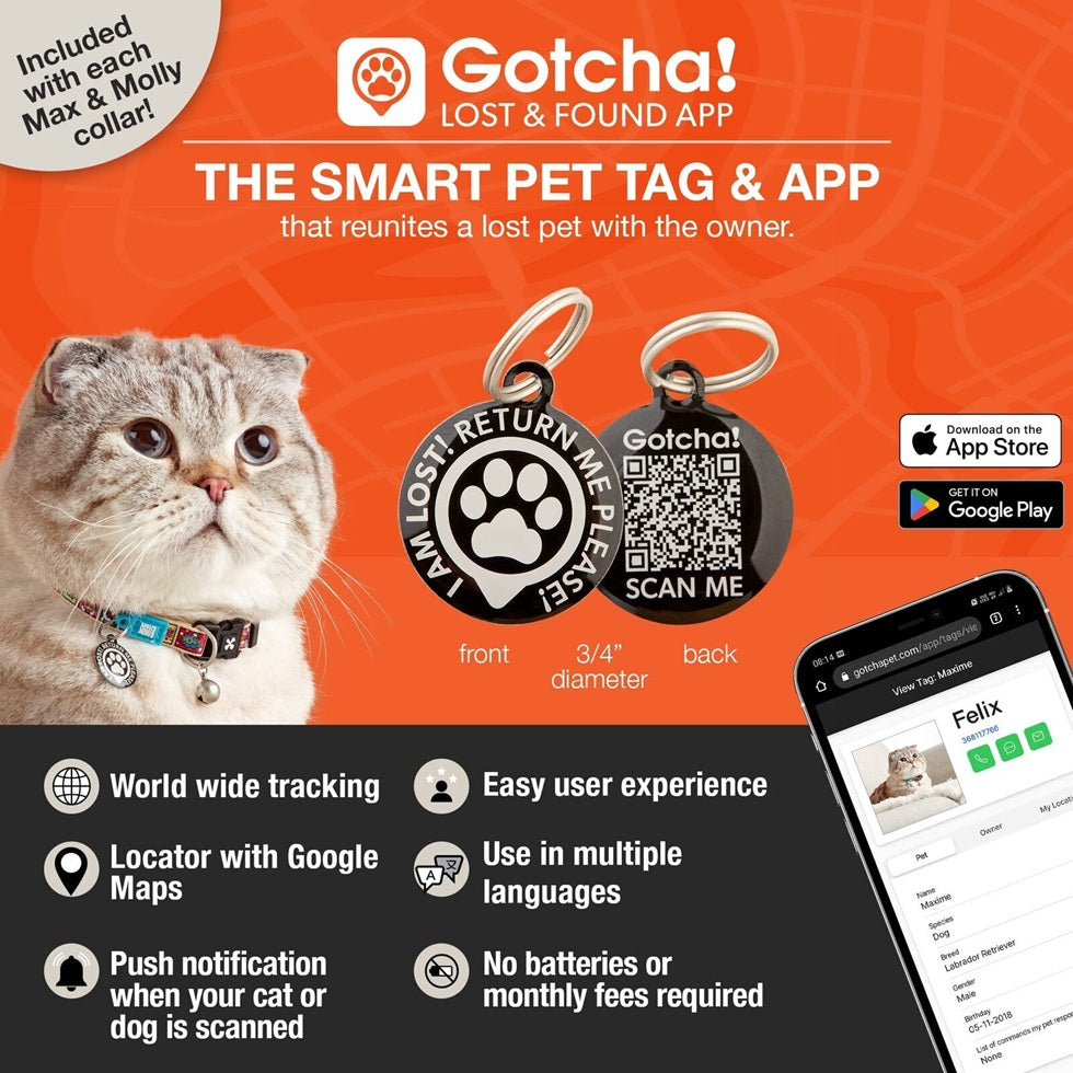 Gotcha! Smart ID Cat Collar - Mykonos