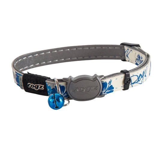 Rogz GlowCat Collar - Blue Floral "Glow in the Dark"