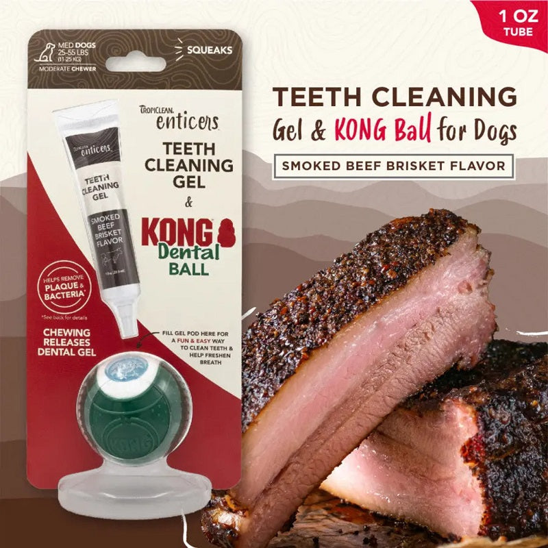 TropiClean Enticers Teeth Cleaning Gel + KONG Dental Ball