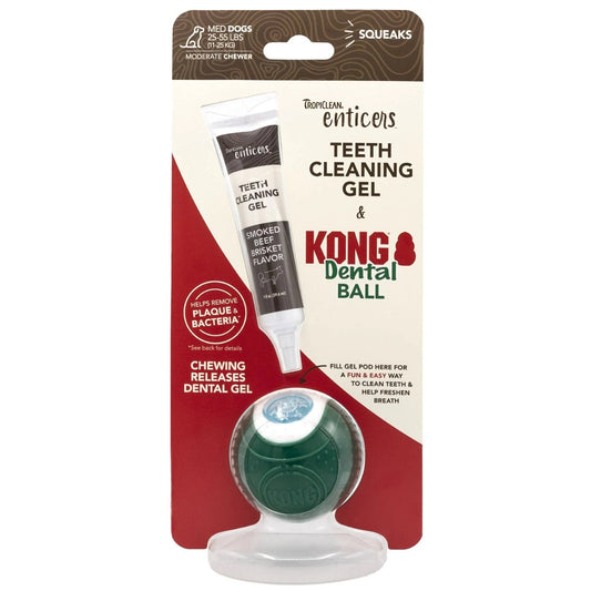 TropiClean Enticers Teeth Cleaning Gel + KONG Dental Ball